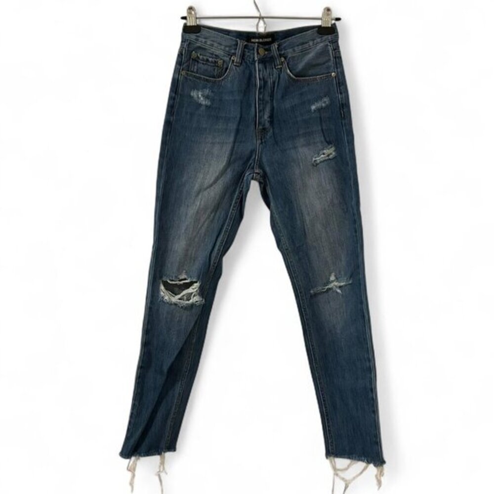 Women’s High rise waist Straight leg Jeans Distressed Boho Grunge Punk Western